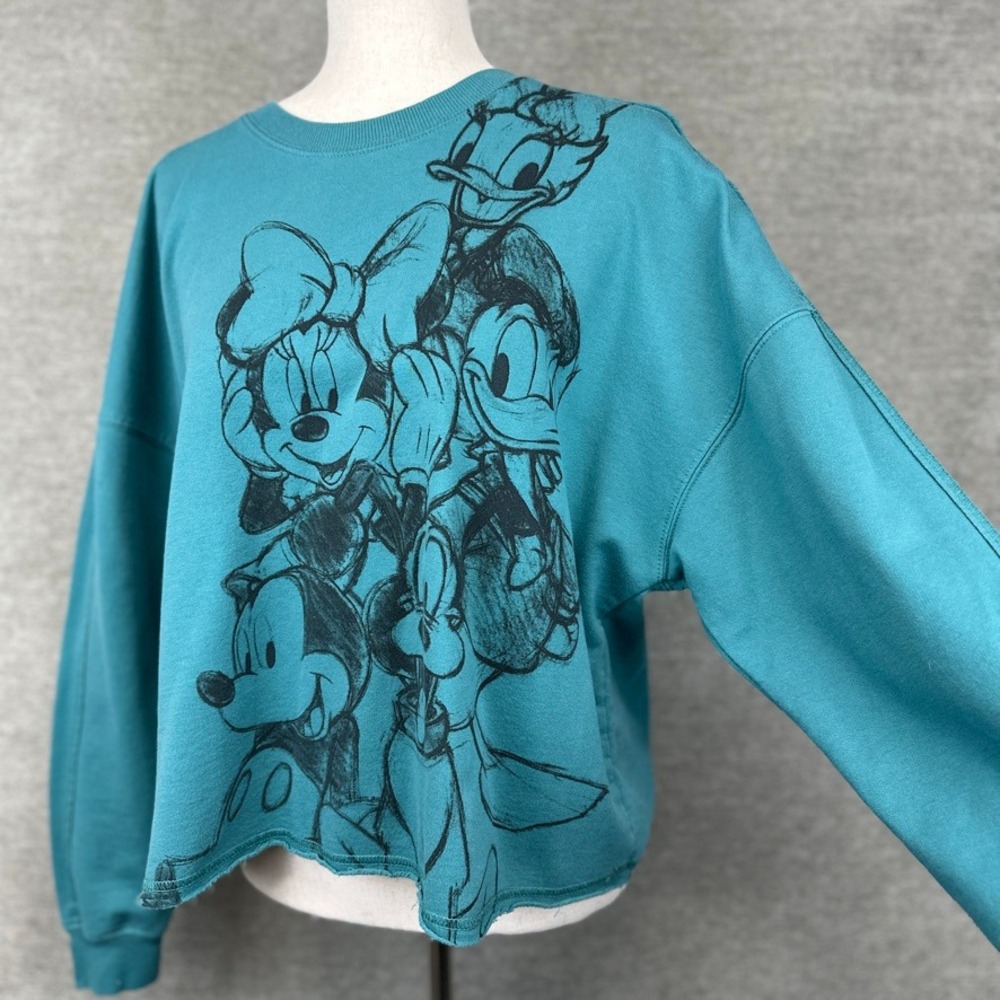 Disney Mickey and Friends Graphic Sweatshirt Sketched Teal Blue XXL - Picture 10 of 13